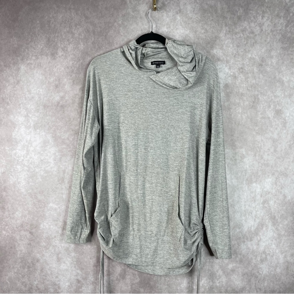 Beyond Yoga Side Ruched Pullover‎ Hoodie In Heather Gray Women's Size S